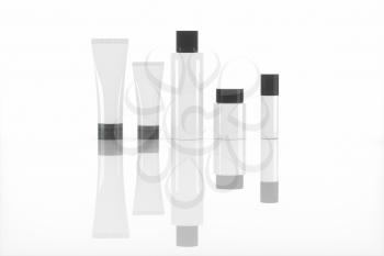 Blank cosmetic bottle with white background, 3d rendering. Computer digital drawing.