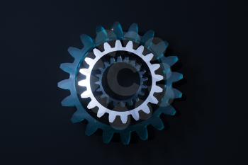 Industrial gear,mechanical structure,3d rendering. Computer digital drawing.