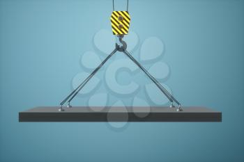Hook and weight,mechanical concepts,3d rendering. Computer digital drawing.