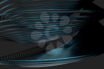 Abstract lines with black background, smooth polished lines, 3d rendering, Computer digital drawing.