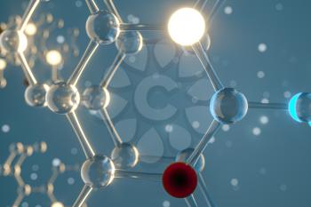 Molecules and biology, biological concept, 3d rendering. Computer digital drawing.