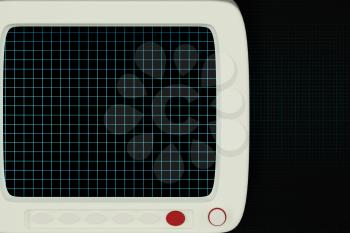 The monitor with black background,digital grid,3d rendering. Computer digital drawing.