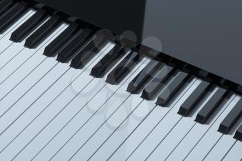 Piano keys with dark background, 3d rendering. Computer digital drawing.