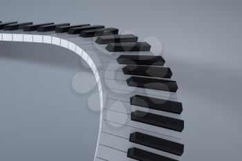 Piano keys with white background, 3d rendering. Computer digital drawing.
