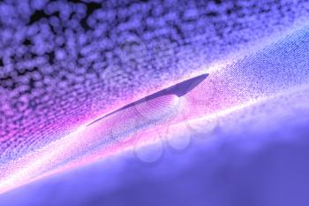 Purple neon particles with dark background, 3d rendering. Computer digital drawing.