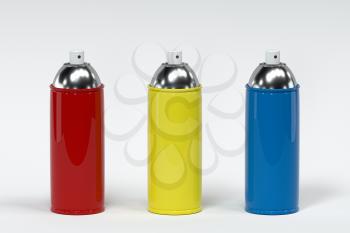 Spray can with white background, 3d rendering. Computer digital drawing.