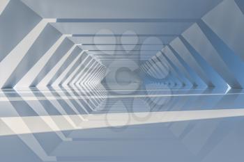 White hexagonal tunnel, modern architecture, 3d rendering. Computer digital drawing.