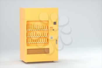 The orange model of vending machine with white background, 3d rendering. Computer digital drawing.