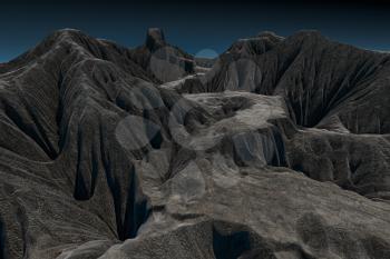 Rolling mountain roads, natural background, 3d rendering. Computer digital drawing.