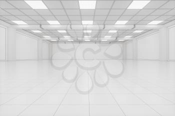 Capacious empty room, business background, 3d rendering. Computer digital drawing.
