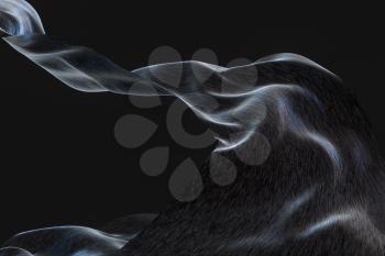 Flowing silk with black background,3d rendering. Computer digital drawing.