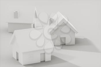 White small house model with white background, 3d rendering. Computer digital drawing.