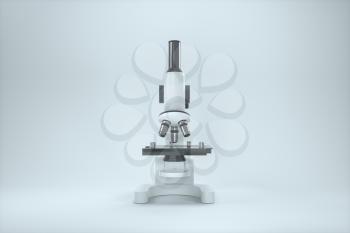 Microscope with white background,abstract conception,3d rendering. Computer digital drawing.