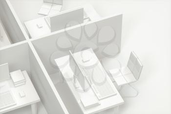 Office model with white background,abstract conception,3d rendering. Computer digital drawing.