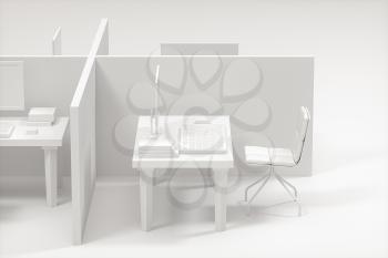 Office model with white background,abstract conception,3d rendering. Computer digital drawing.