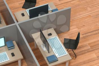 Office model with wooden floor,abstract conception,3d rendering. Computer digital drawing.
