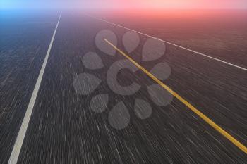Straight highway with dark background,abstract conception,3d rendering. Computer digital drawing.