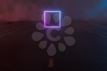 Straight highway with dark background,abstract conception,3d rendering. Computer digital drawing.
