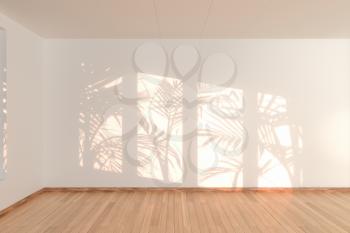 Empty room and shadows,wooden floor,3d rendering. Computer digital drawing.