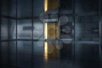 Safety gate and coded lock,abstract conception,3d rendering. Computer digital drawing.