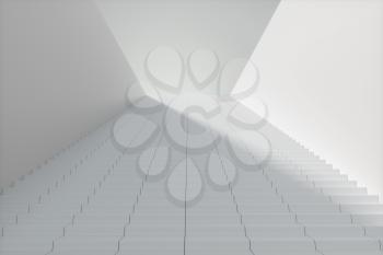 Steps and wall with white background, modern construction,3d rendering. Computer digital drawing.