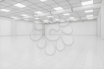 Capacious empty room, business background, 3d rendering. Computer digital drawing.
