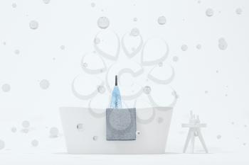 Cartoon bathtub with white background, 3d rendering. Computer digital drawing.
