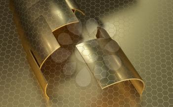 Golden curve geometry background, luxury decoration, 3d rendering. Computer digital drawing.