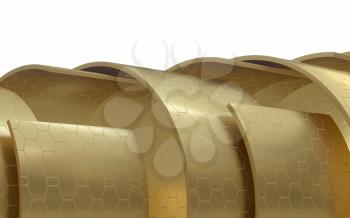 Golden curve geometry background, luxury decoration, 3d rendering. Computer digital drawing.