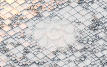 White cube pattern, abstract technology background, 3d rendering. Computer digital drawing.