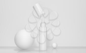 Blank cosmetic tube packaging mockup, 3d rendering. Computer digital drawing.