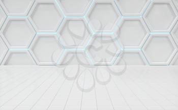 Hexagon geometric background, technology concept, 3d rendering. Computer digital drawing.