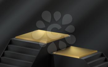 Empty product platform with shadow on the wall, 3d rendering. Computer digital drawing.