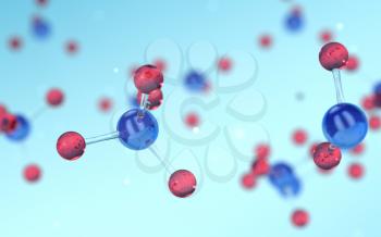 Molecule structure, biotechnology concept, 3d rendering. Computer digital drawing.