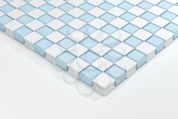 Creative blue and white cubes background, 3d rendering. Computer digital drawing.