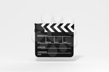 Clapper board with white background, 3d rendering. Computer digital drawing.