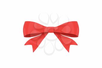Red bow-knot with white background, 3d rendering. Computer digital drawing.