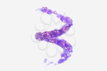 Purple swirling liquid with white background, 3d rendering. Computer digital drawing.