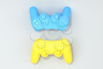 Classic game pad with white background, 3d rendering. Computer digital drawing.