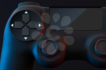 Classic game pad with dark background, 3d rendering. Computer digital drawing.