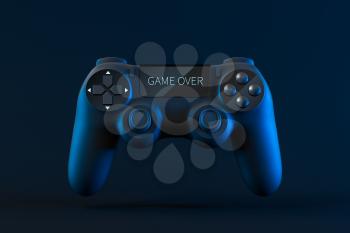 Game pad with game over on the screen, 3d rendering. Computer digital drawing.