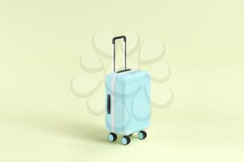 Luggage with yellow background, 3d rendering. Computer digital drawing.