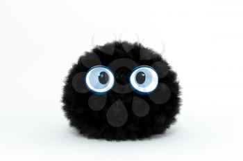Hairy cartoon character with white background, 3d rendering. Computer digital drawing.