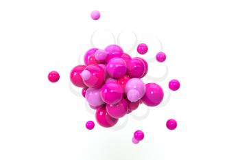 Pink spheres gather together, 3d rendering. Computer digital drawing.