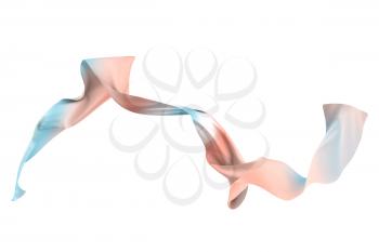 Flowing cloth with white background, 3d rendering. Computer digital drawing.