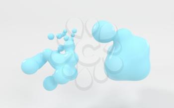 Decompose of the blue color sphere, 3d rendering. Computer digital drawing.