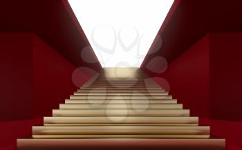 Large steps in the luxury palace, 3d rendering. Computer digital drawing.