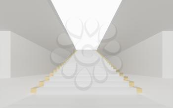 Large steps in the luxury palace, 3d rendering. Computer digital drawing.