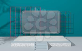 Creative empty stage, product platform, 3d rendering. Computer digital drawing.