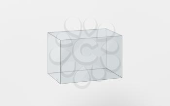 Empty glass showcase, 3d rendering. Computer digital drawing.